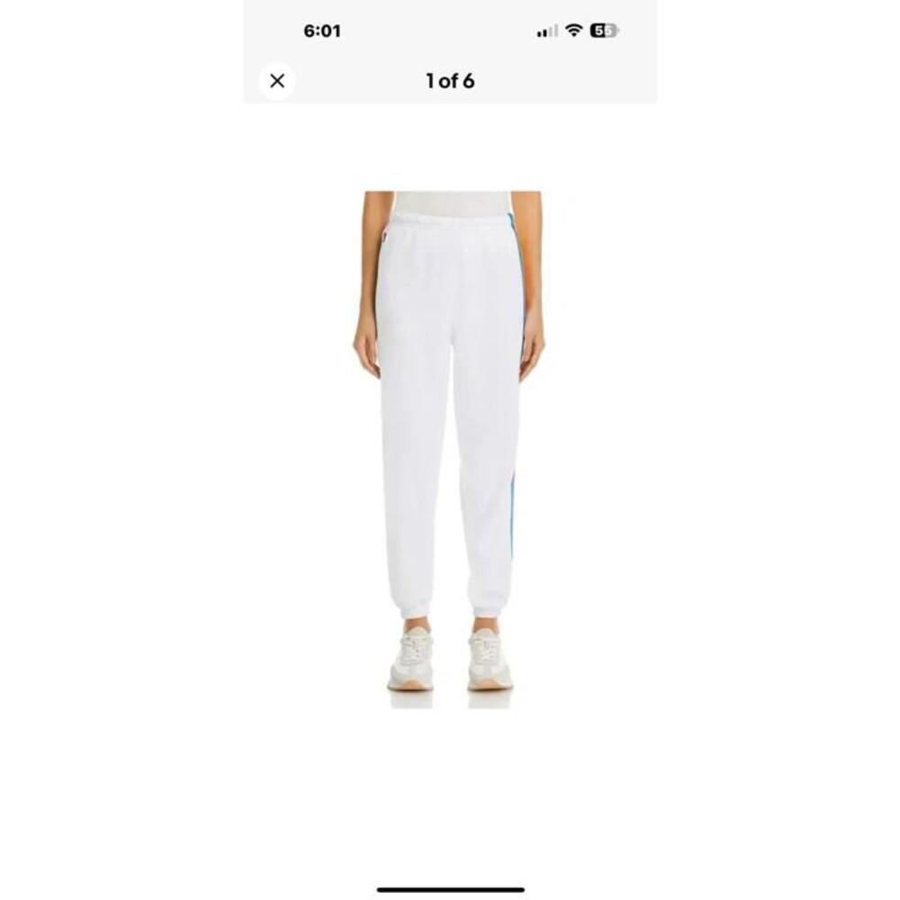 Aviator Nation  Rainbow Striped White Sweatpants Size Large NWOT MSRP $156